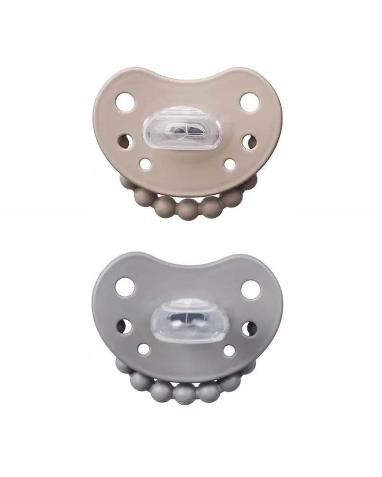 Luu Kids, zestaw: smoczek, Sand Storm + Lovely Gray, 6-12m, 2 szt.