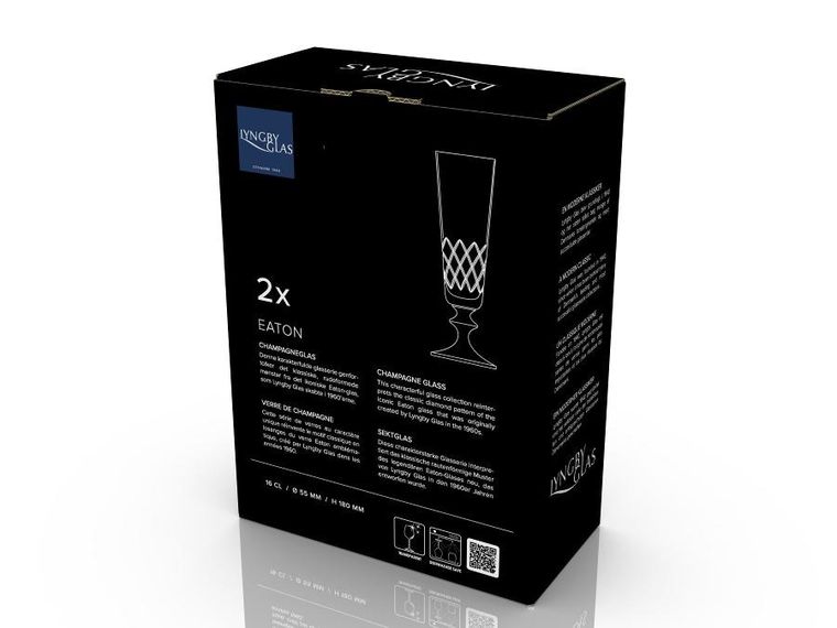 Lyngby Glas, kieliszki do szampana ze szkła kryształowego, 160 ml, Eaton, 2 szt.