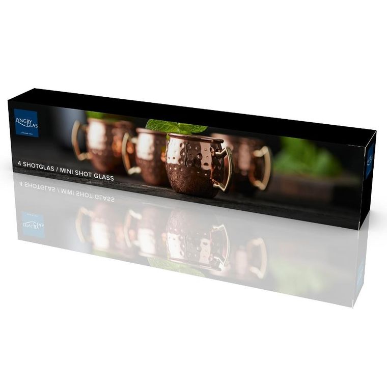 Lyngby Glas, Moscow, kieliszki mini shot, miedź, 80 ml, 4 szt.