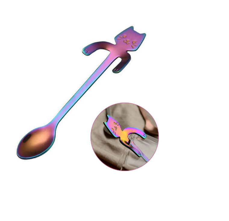 Łyżeczki, kotki, tęczowe, 2 szt.