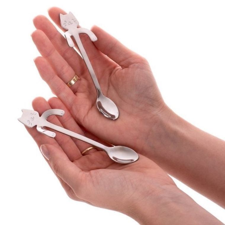 Łyżeczki, srebrne, kotki, zestaw, 2 szt.