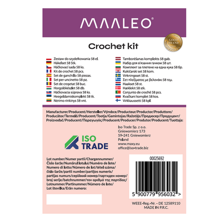 Maaleo, zestaw do szydełkowania, 58 elementów
