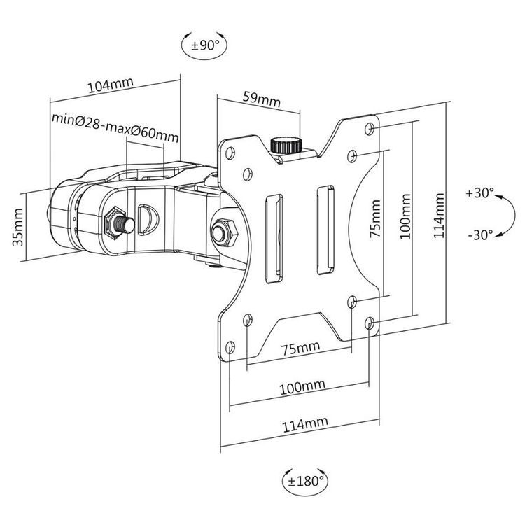 Maclean, uchwyt do monitora na słupek, 28-60 mm, MC-983