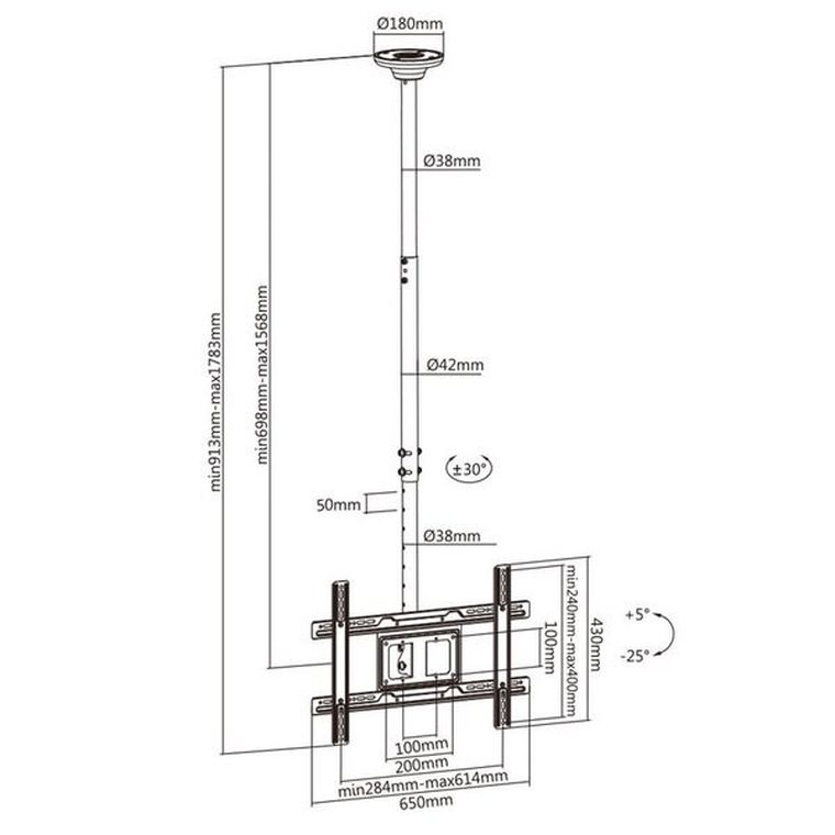 Maclean, uchwyt sufitowy do telewizora, sufitowy; 23" - 100", max. 50 kg, MC-803