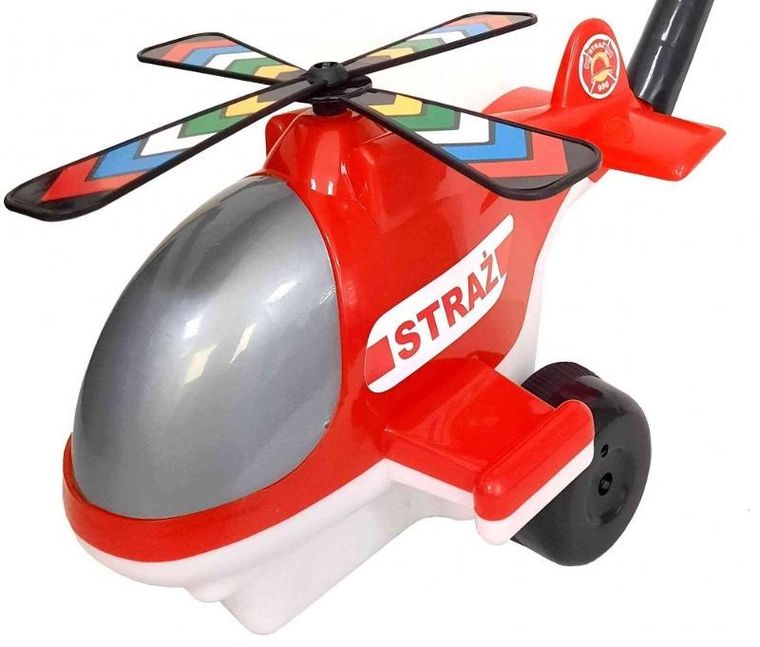 Macyszyn Toys, helikopter strażacki, zabawka do pchania, 50 cm