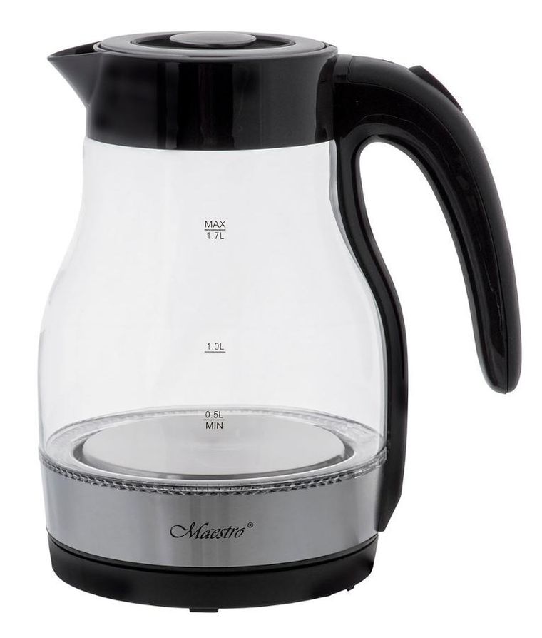 Maestro, czajnik elektryczny, szklany, czarny, 2200W, MR-061