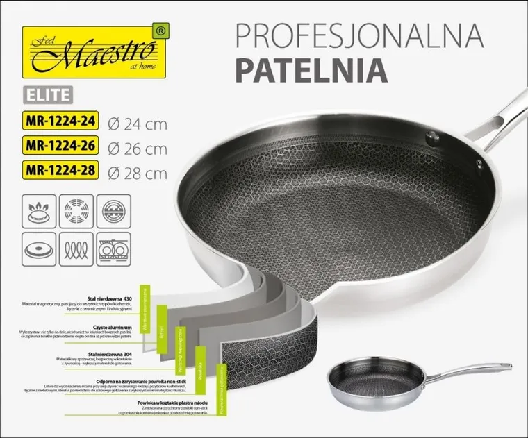 Maestro, patelnia, 28 cm, MR-1224-28
