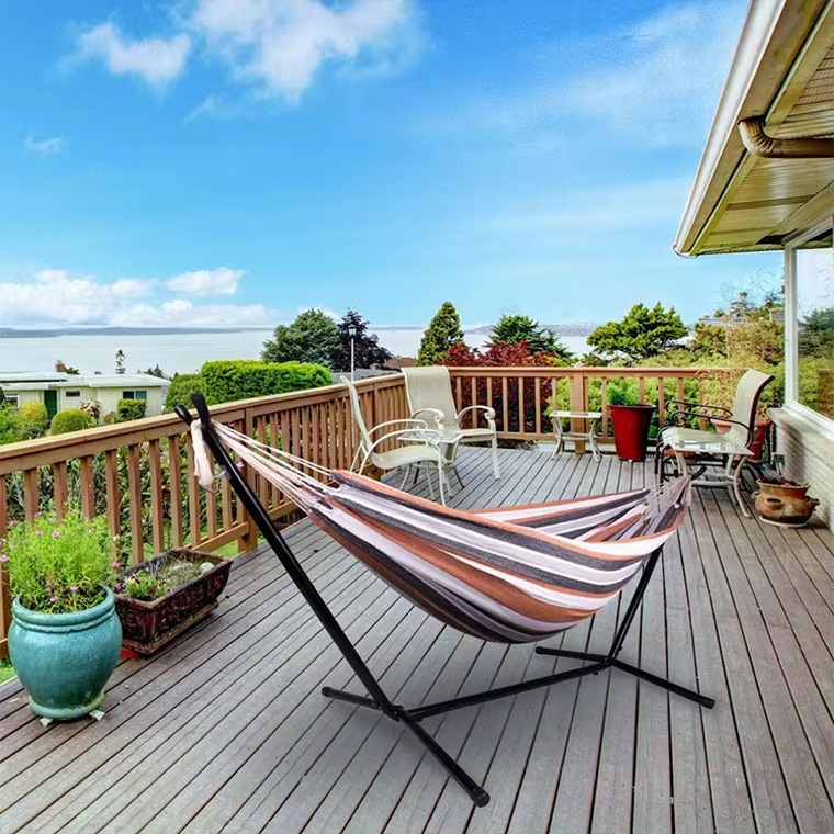 Magboss, hamak ze stelażem stalowym, dwuosobowy, w paski