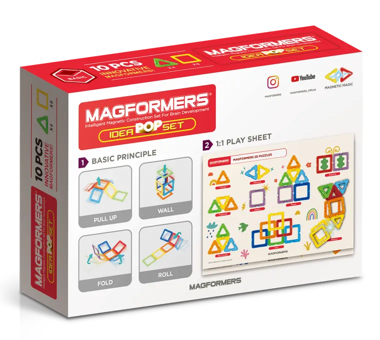 Magformers, Basic, Idea Pop Set, klocki magnetyczne, 10 elementów