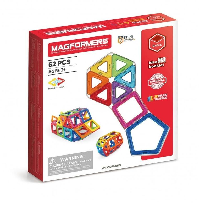 Magformers, Basic, klocki magnetyczne, 62 elementy