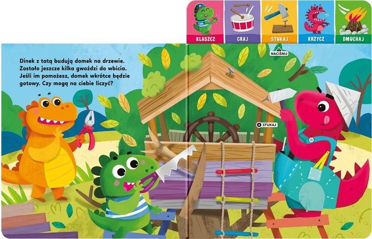 Magiczne przygody Dinka. Klaszcz, graj, stukaj, krzycz, dmuchaj. Książeczka interaktywna