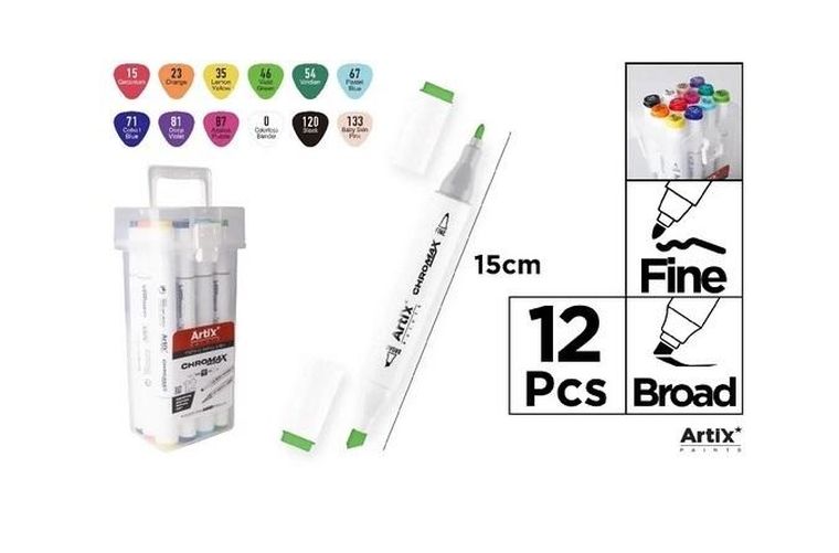 Main Paper, marker dwustronny, szkic, 12 szt.