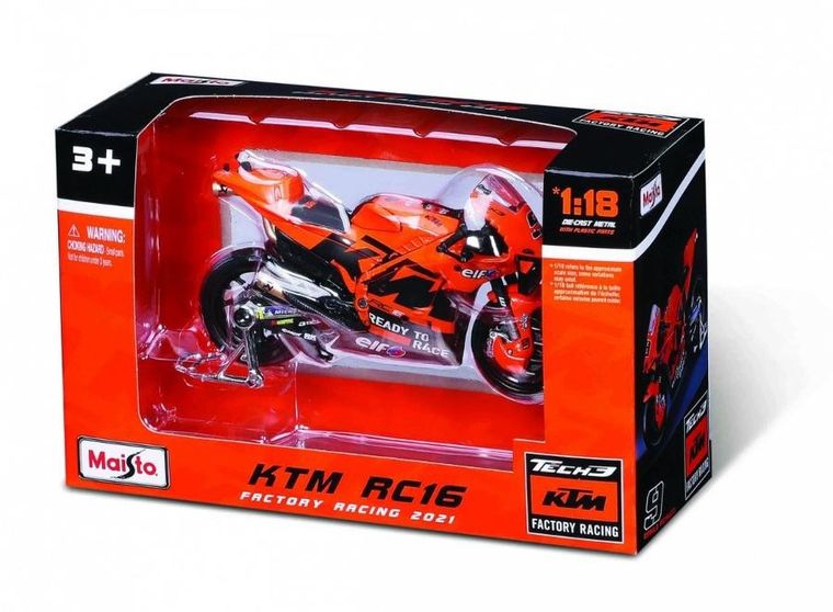 Maisto, Motocykl Tech3 KTM Factory racing 2021, metalowy model kolekcjonerski, 1:18