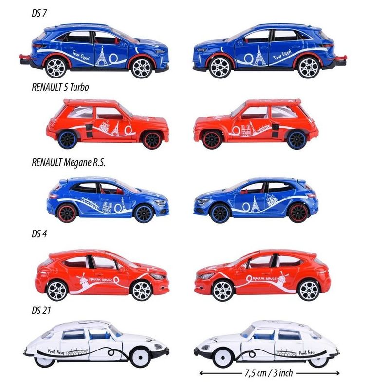 Majorette, French Touch, modele pojazdów, resoraki, 1:64, 5 szt.