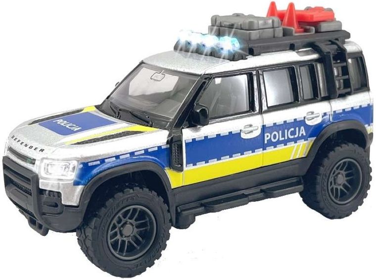 Majorette, Grand Series, Land Rover, policja, pojazd interaktywny, 12,5 cm