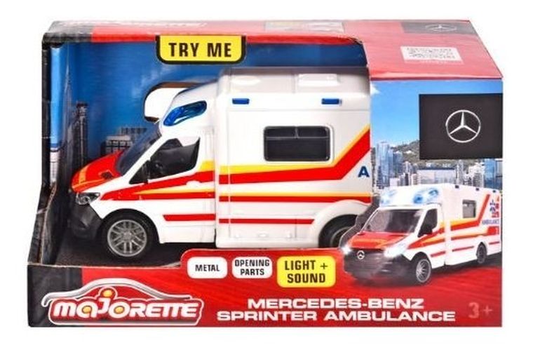 Majorette, Mercedes-Benz, ambulans, pojazd interaktywny, 12,5 cm