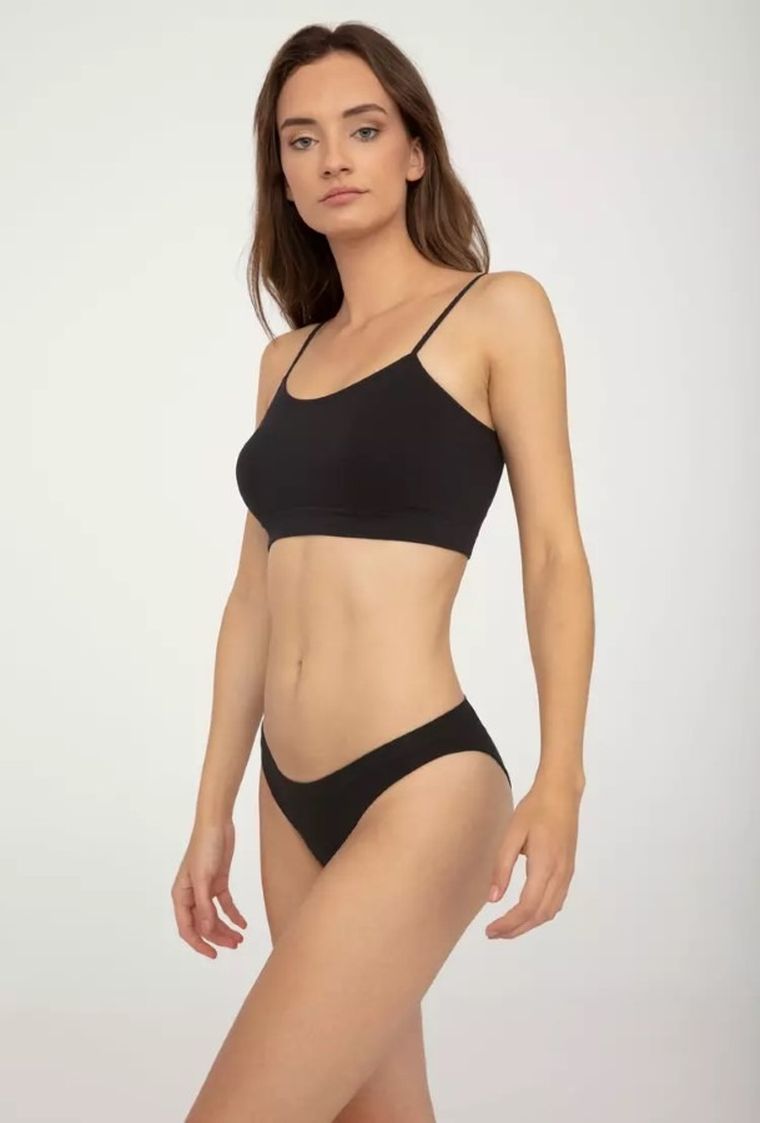 Majtki figi damskie, czarne, Seamless Cotton Mini Bikini, Gatta