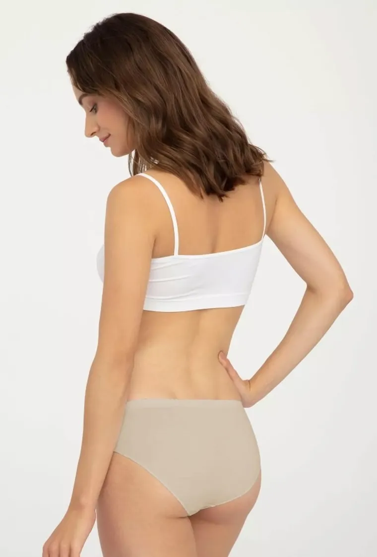 Majtki figi damskie, jasnobeżowe, Seamless Cotton Bikini, Gatta