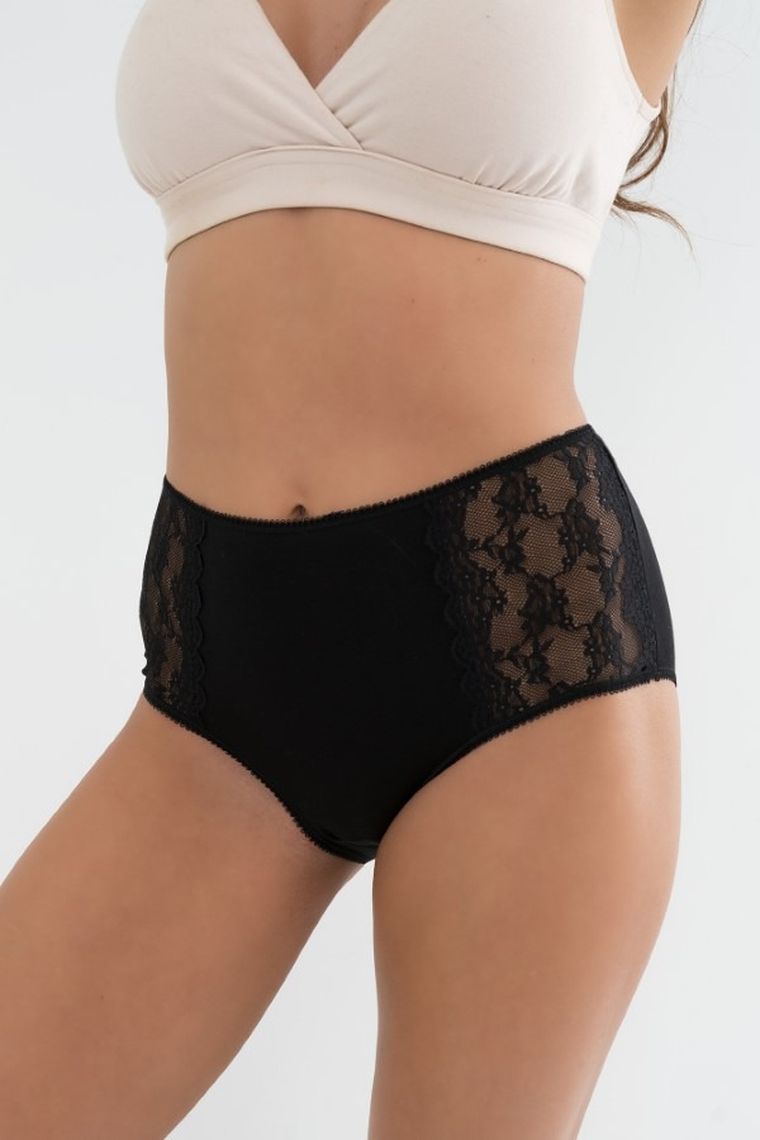 Majtki figi damskie z wysokim stanem, czarne, Elba, Italian Fashion