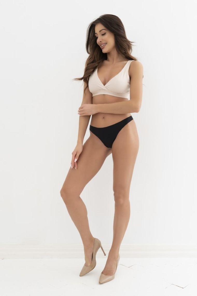 Majtki stringi damskie, czarne, Sandra, Italian Fashion