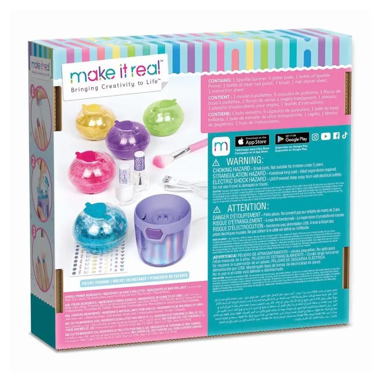 Make it Real, Glitter Nail Studio, zestaw do ozdabiania paznokci, zabawka kreatywna