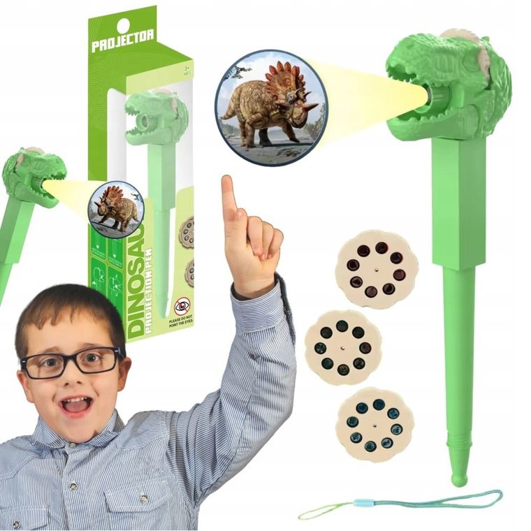 Maksik, długopis projektor, dinozaur