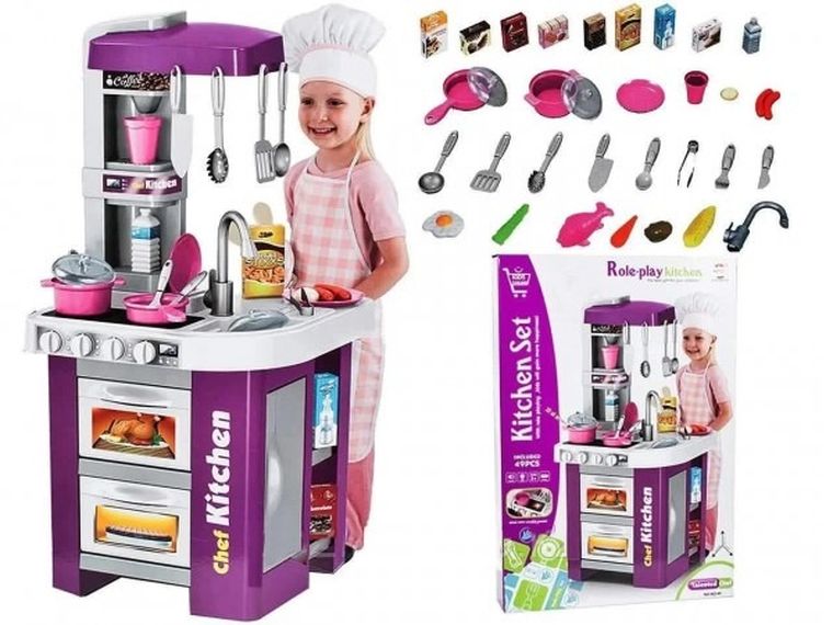 Maksik, duża kuchnia z akcesoriami, fioletowa