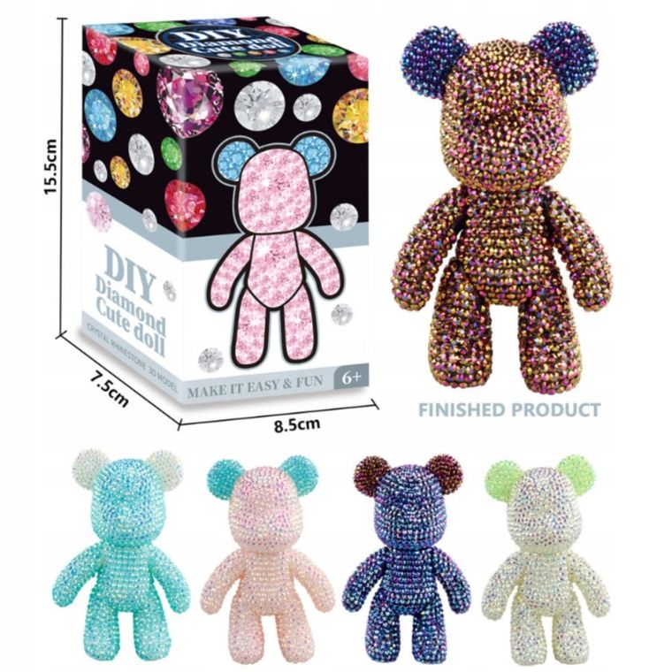 Maksik, figurka diamentowa, zestaw artystyczny, Miś