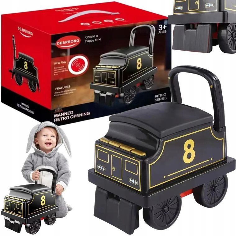 Maksik, jeździk interaktywny, pociąg, wagonik retro