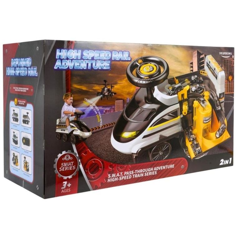 Maksik, jeździk interaktywny, policja, rozkładany tor samochodowy, czarny