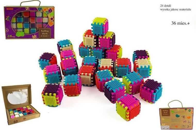 Maksik, kostki klocki konstrukcyjne, 24 elementy