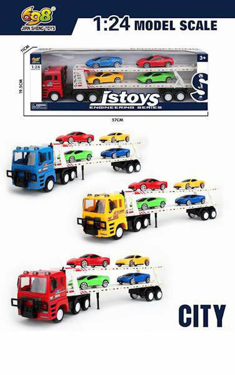 Maksik, laweta z zestawem aut, 1:24