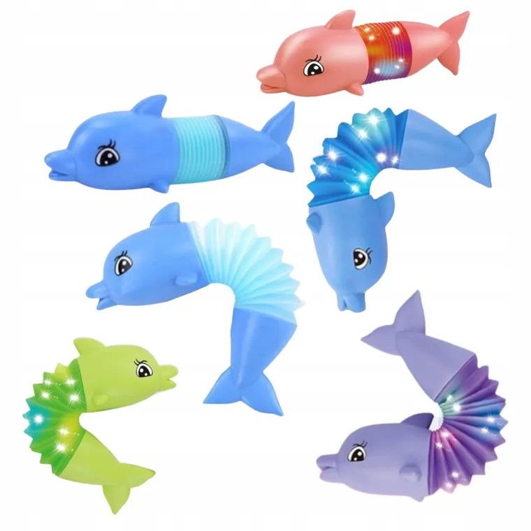 Maksik, Pop Tube, delfin, świecący gniotek, 1 szt.