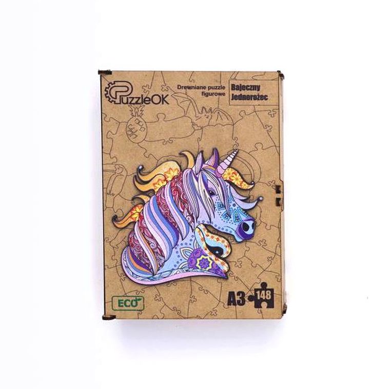 Maksik, puzzle drewniane, bajeczny jednorożec, 148 elementów