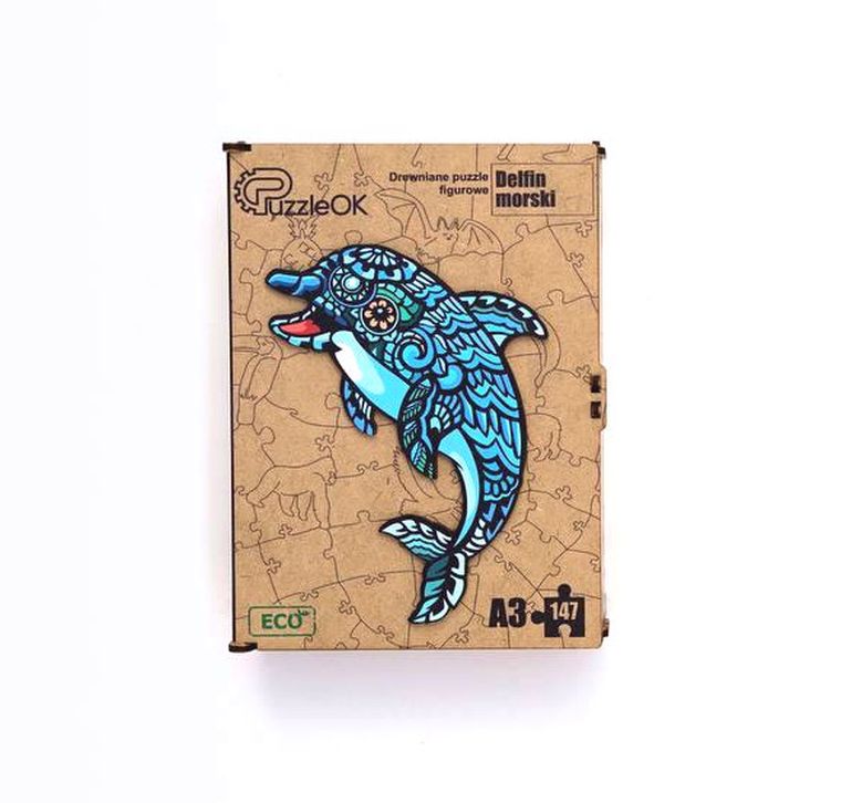 Maksik, puzzle drewniane, delfin, 147 elementów