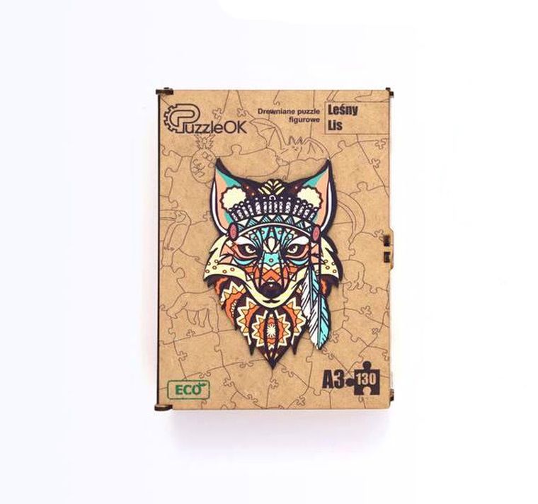 Maksik, puzzle drewniane, leśny lis, 130 elementów