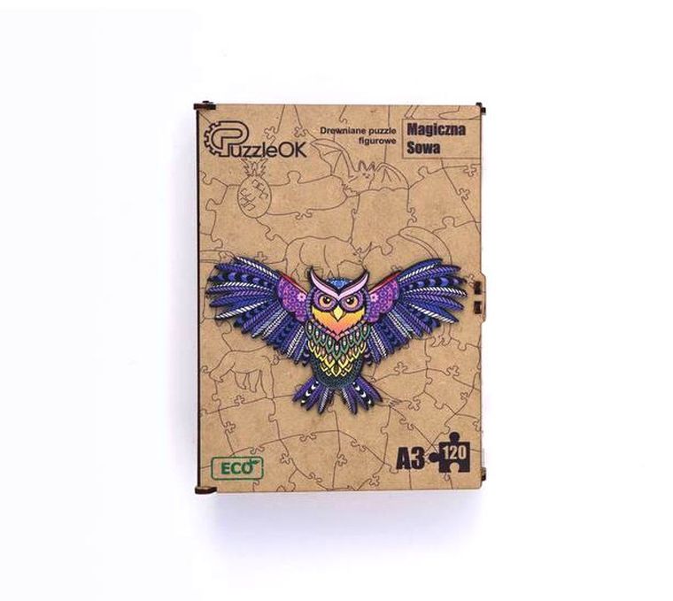 Maksik, puzzle drewniane, magiczna sowa, 120 elementów