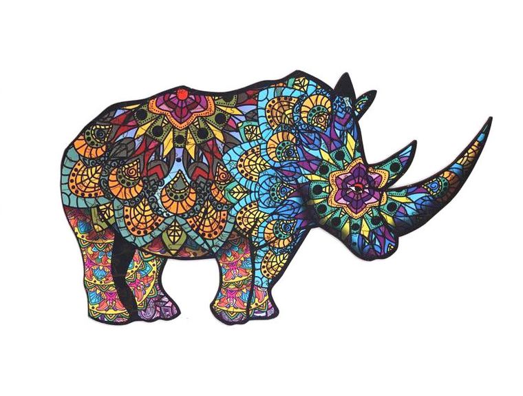 Maksik, puzzle drewniane, rzadki nosorożec, 125 elementów