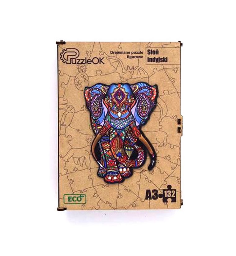 Maksik, puzzle drewniane, słoń indyjski, 132 elementów