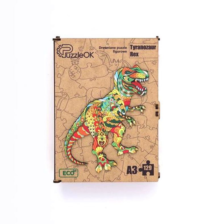 Maksik, puzzle drewniane, tyranozaur rex, 129 elementów