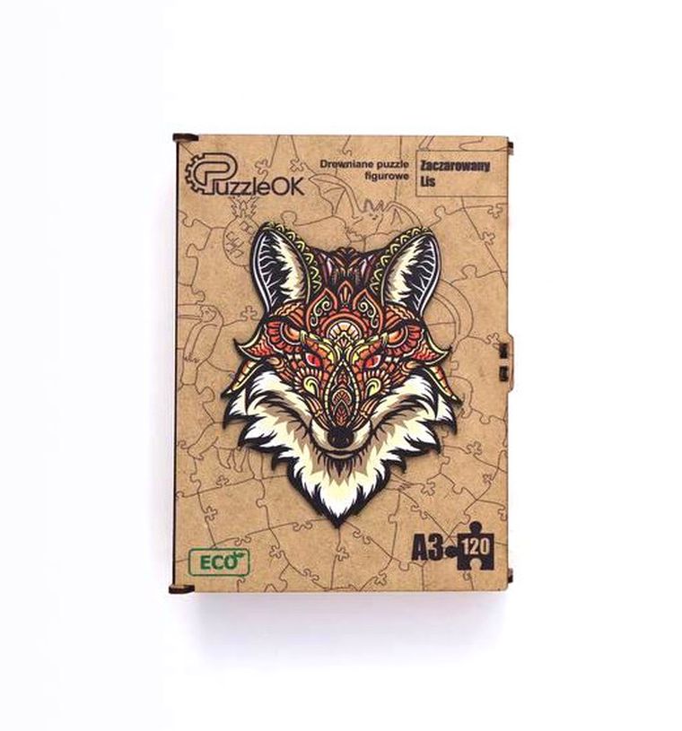 Maksik, puzzle drewniane, zaczarowany lis, 120 elementów
