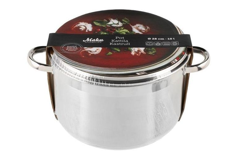Maku, garnek ze stali nierdzewnej z pokrywką, 10l