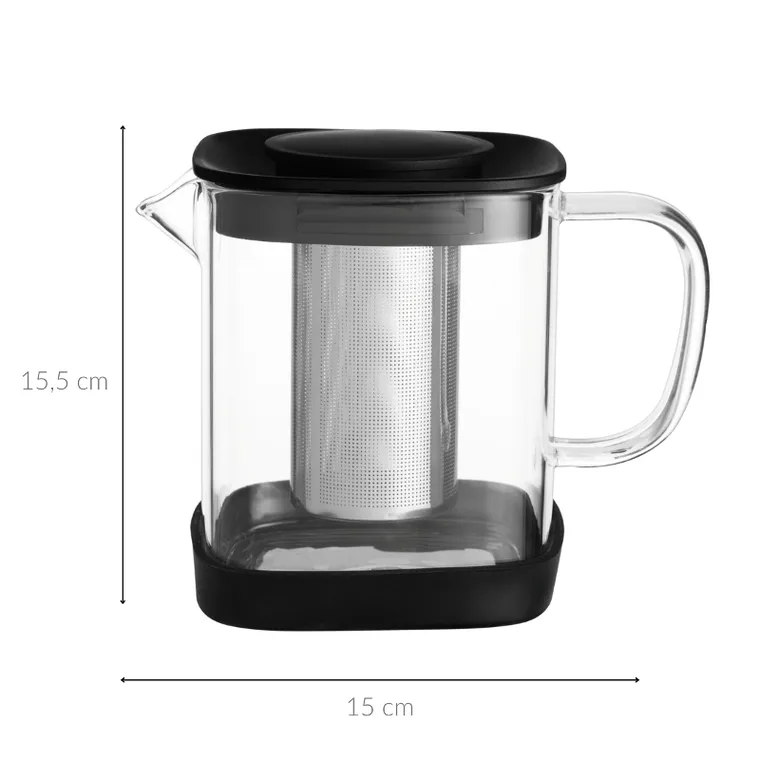 Maku, kwadratowy dzbanek z zaparzaczem, 1l