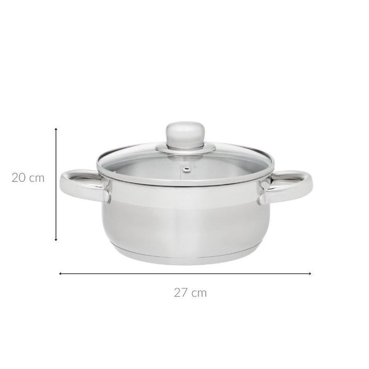 Maku, stalowy garnek ze szklaną pokrywką, 2l