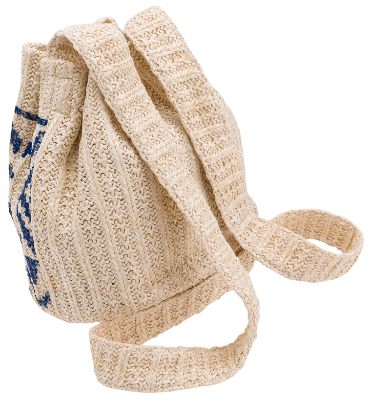 Mała, słomiana torebka worek z pomponami, idealna na lato, Cavaldi