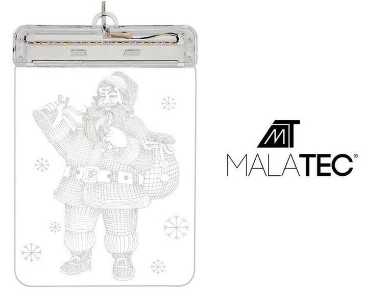 Malatec, witraż LED 3D, mikołaj