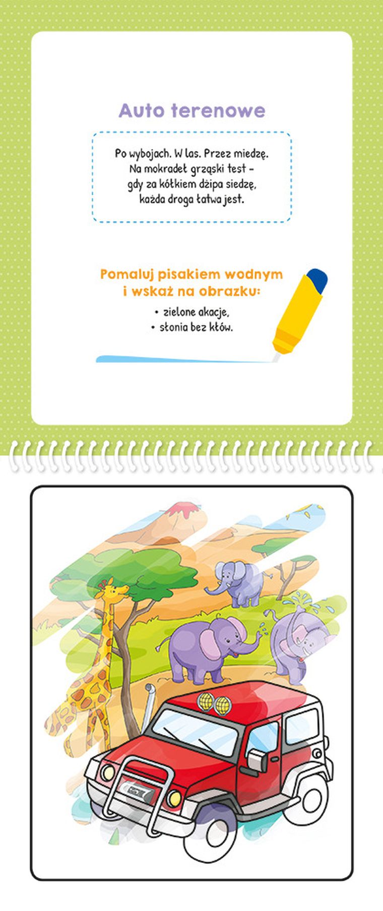 Malowanka z pisakiem wodnym. Autka