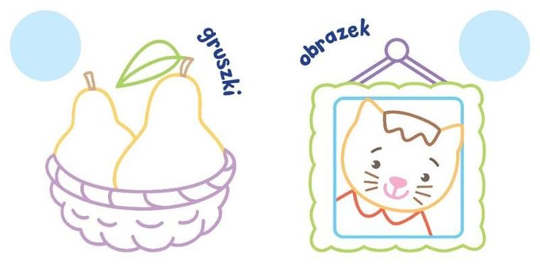 Maluch koloruje i nakleja z kotkiem. Gruby obrys