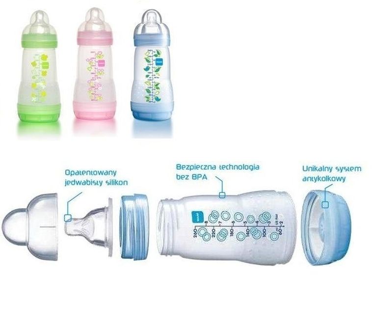 MAM, Anti-Colic, butelka antykolkowa, biała, 0m+, 160 ml