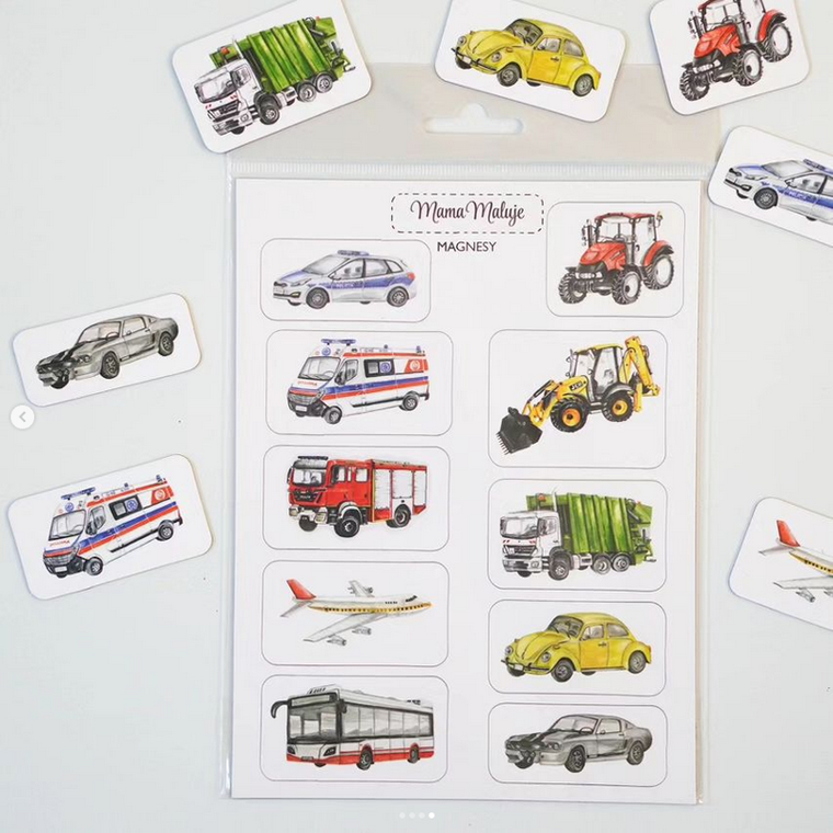 Mama Maluje, magnesy, pojazdy